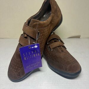 Stuart Weitzman Brown Suede Velcro Strap Shoes